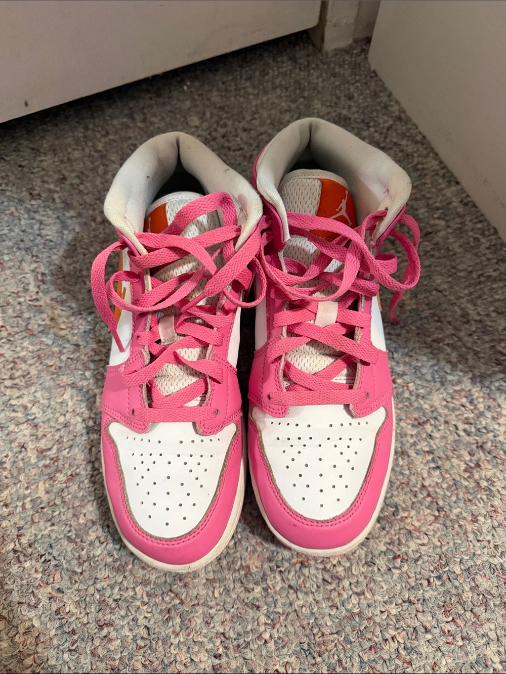 Nike Kids Pink and White High-Top Sneakers